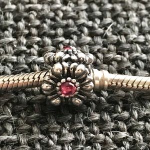 Pink Gem Flower Pandora Bead